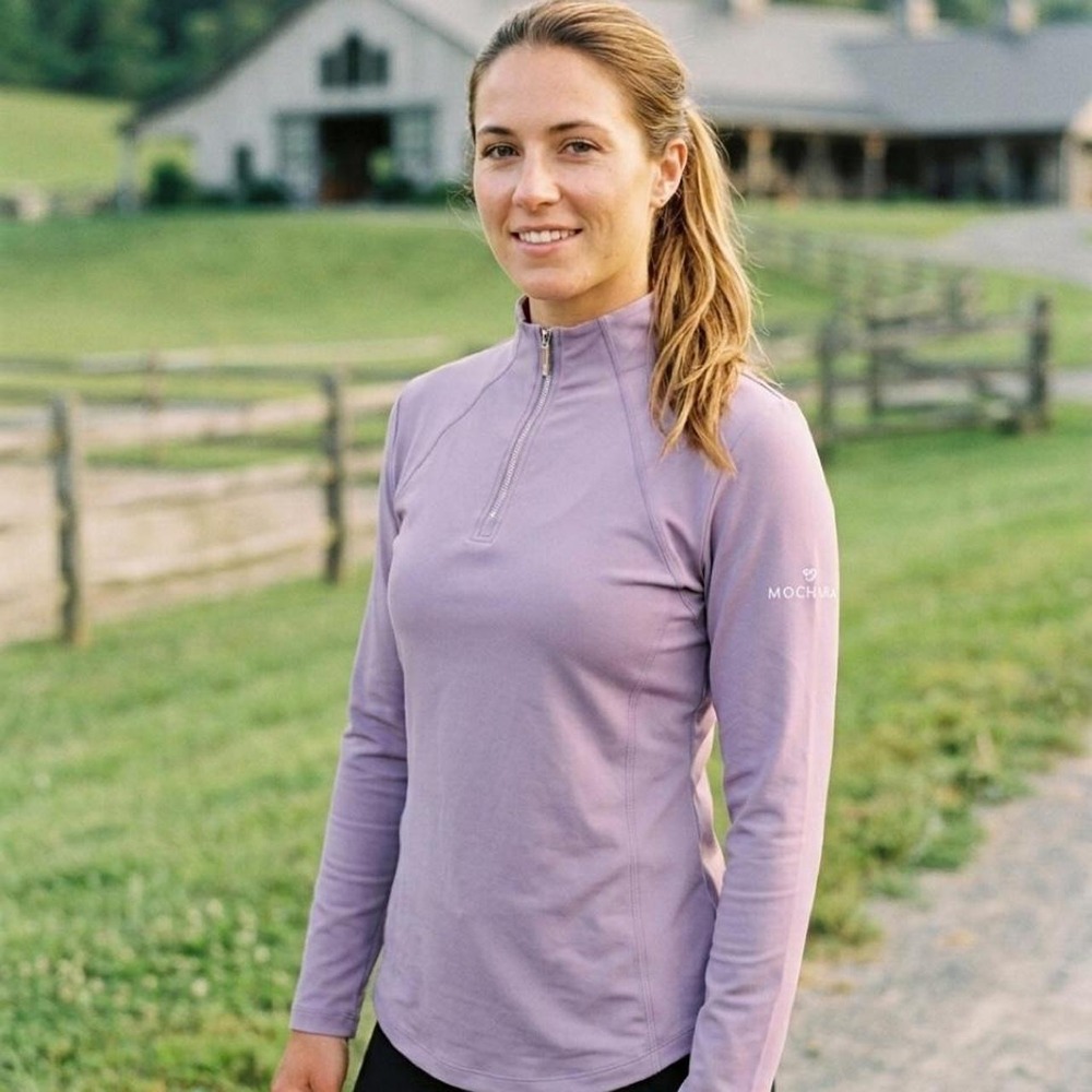 Mochara Lilac Technical Recycled Base Layer Quarter Zip Equestrian Top Size L